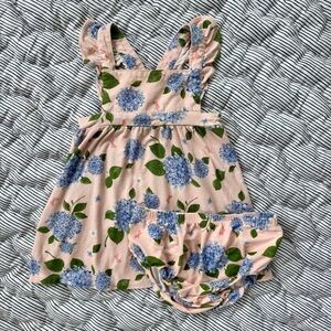 Angel Dear Floral Hydrangea Ruffle Dress with Bloomers, Size 12-18 months